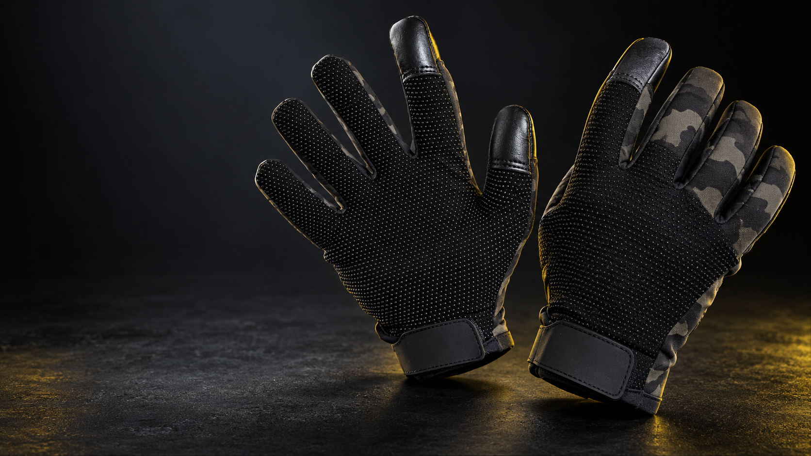NamaFly technical skydiving gloves in a dark studio